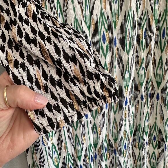 Chicos Ikat Tiered Hem Clip Ikat Maxi Dress Chicos Sz 00 US 2 40th Anniversary - Picture 10 of 14